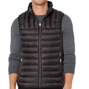 Tumi Pax Men’s Metallic Brown-Gray Packable Puffer Vest Large